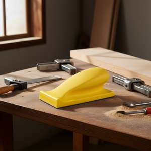 Bloque Fervi para discos de velcro, herramienta abrasiva, almohadilla de lijado, 100 mm x 60 mm, amarillo - Product Image 3