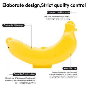 Boîte à bananes portable en plastique rigide, mignonne, jaune, pour voyage, réutilisable, étui à bananes pour enfants - Product Image 4