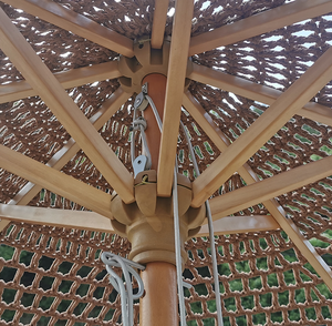 Ombrellone da Mercato in Legno Stile Postmoderno 2,2m con Frange in Pizzo, Elegante Ombrellone con Nappe <span class=keywords><strong>per</strong></span> Esterni, Giardino, Cortile, Parco - Product Image 3