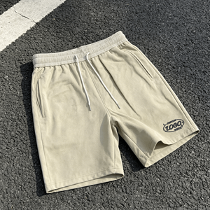 Custom Logo Solid Breathable Casual Printed Summer Men's <b>Shorts</b> OEM Service Drawstring Closure Mid Waist Vintage Style - Product Image 3