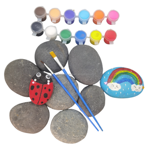 Kit educativo de pintura de roca que brilla en la oscuridad, regalos artesanales de piedra Natural para niños y niñas para dibujar guijarros - Product Image 4