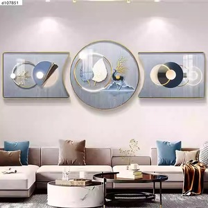 Triptyque décoratif moderne et épuré pour salon, peinture diamant en porcelaine de cristal sur toile, cadre en alliage d'aluminium, pour fond de canapé - Product Image 3
