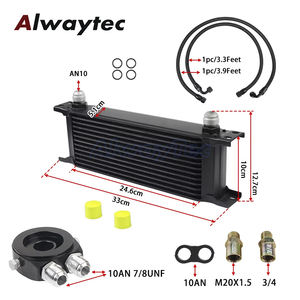 Kit pendingin minyak 13 baris Universal 10AN Filter oli transmisi pendingin mesin Sandwich Adapter Kit Jalur selang kepang nilon - Product Image 5