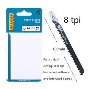 Alluse T144D Lot <span class=keywords><strong>de</strong></span> 5 lames <span class=keywords><strong>de</strong></span> scie sauteuse en acier rapide HCS 6TPI 75mm, dents affûtées, finition blanche, personnalisables OEM pour le bois et le plastique - Product Image 3