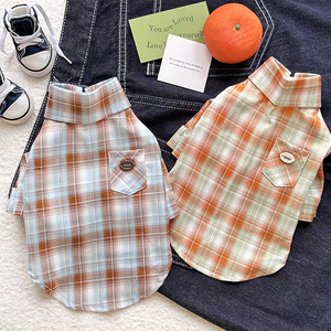 नए डिजाइन कुत्ते के कपड़े वसंत गर्मियों के प्लेड पालतू शर्ट कुत्ते और गर्मियों के पतले कपड़े - Product Image 1