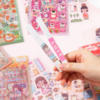 Feuille d'autocollant auto-adhésif en Pvc étanche autocollant décoratif Transparent de filles douces d'animaux de dessin animé pour Scrapbook