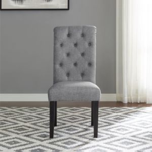 DB Leviton Farmhouse Style Solid Wood Tufted <b>Dining</b> <b>Chair</b> Set 2 <b>Grey</b> <b>Fabric</b> <b>Chairs</b> for Home <b>Dining</b> Living Room PP Plastic Materi - Product Image 2