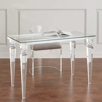 Table console moderne en acrylique transparent, avec dessus en verre et rangement pour le salon, la villa et l'hôtel.
