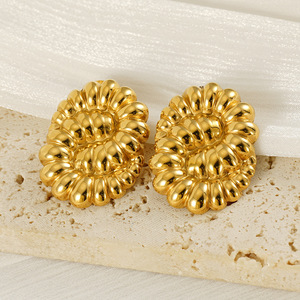 ZOGXIN Gold Geometric Stud Earrings For Women Party Fashion Jewelry Stainless Steel Earrings ZG1513 - Product Image 2