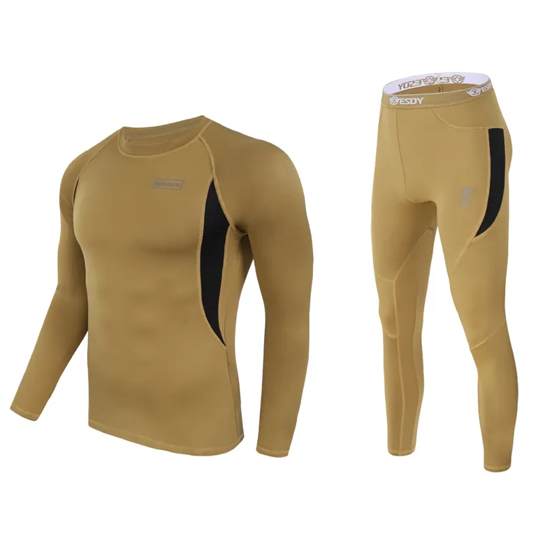 Wholesale High Quality Long sleeve Winter Outdoor Warm Fleece Lined Thermal Underwear for men