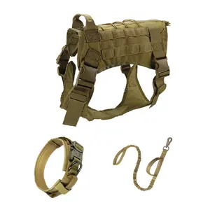 outdoor dog training harness set tactical dog leash and collar set strong police dog vest leash
