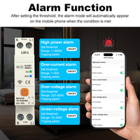 Disjoncteur intelligent Wi-Fi 1P+N 1-63A avec fonction double coupure, minuterie, compteur d'énergie kWh, tension, courant, protection MCB