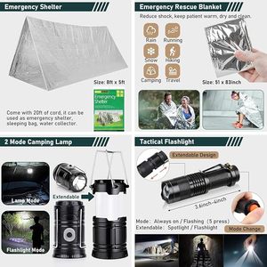262pcs <span class=keywords><strong>Survival</strong></span> Gear và nguồn cung cấp với Viện trợ đầu tiên Kit Pouch và Crossbody Túi, khẩn cấp Kit <span class=keywords><strong>Survival</strong></span> kit với Lều - Product Image 5
