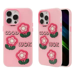 Somostel High Quality Mobile Phone Case PC 3 in 1 TPU Shockproof Cute Pattern Girl Women For iPhone 15 Accesorios De Celular