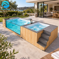 Piscine hors sol compacte en fibre de verre, style maison, avec bassin en mosaïque turquoise, pour extérieur, 20ft 40ft, avec fonction bain à remous et spa