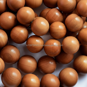 Perles de Santalum Album en bois de santal brun pur Riddhi Siddhi, Japamala, méditation, fabrication artisanale, écologique, Inde du Sud, 50 ans et plus - Product Image 1