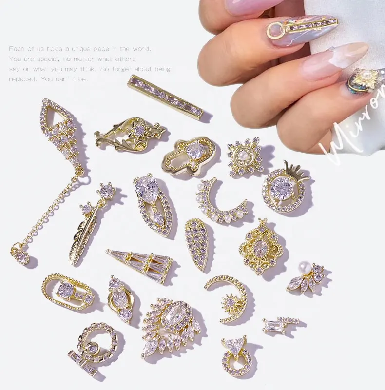 Suministros para decoración de uñas, gemas de Metal, piedras, cristales 3d, diamantes de imitación, decoración de uñas