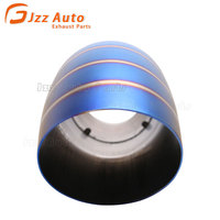 Silencieux d'échappement décoratif pour voiture de course Buse de gorge en acier inoxydable bleu brûlé Entrée 67mm Sortie 89mm Embout d'échappement universel