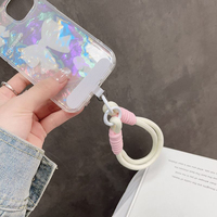 Dragonne de poignet pour coque de téléphone, en nylon écologique, universelle pour iPhone, avec design coloré en cordon court