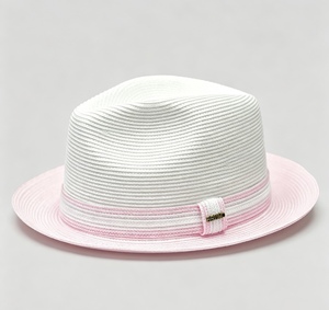unisex's Two-Tone Braided Straw Fedora <b>Hat</b>, Breathable Pinch Front Summer Trilby with Decorative <b>Band</b>, Protection Sun <b>Hat</b> - Product Image 1