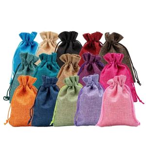 Fashionable 21 Regular Colors 13x18cm 100% Natural Jute Biodegradable Screen Printed Customizable Logo Gift Drawstring <b>Bag</b> - Product Image 1