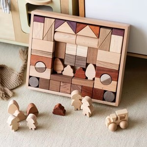 Bloques de construcción de madera maciza, juguetes educativos de partículas grandes para niños de 2 a 4 años, juego de ensamblaje unisex - Product Image 2