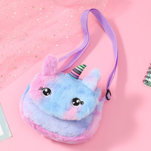 Bolsos laterales para niñas pequeñas, mini monedero de unicornio, de felpa, de piel, cruzado, venta al por mayor - Product Image 1