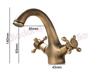 Usine Haute Qualité Antique <span class=keywords><strong>Double</strong></span> Poignée Robinet Salle De Bains Lavabo <span class=keywords><strong>Mitigeur</strong></span> avec Céramique Vanne Core Monture Monotrou - Product Image 4
