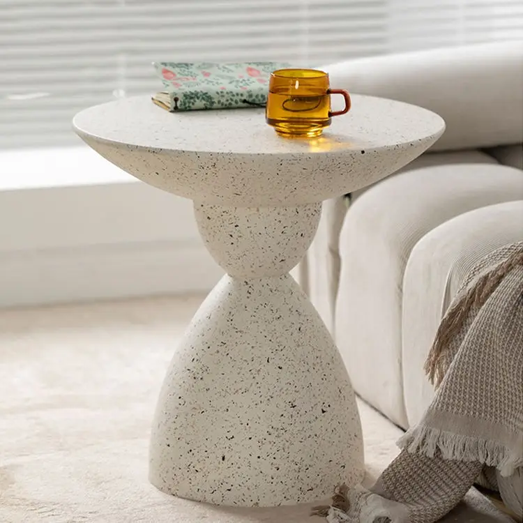 light luxury INS round marble nordic stone coffee table living room sofa corner side table white stone cafe table