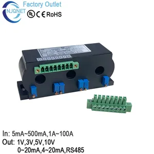 Sensor arus 3 fase Input QN3DB1 AC 5mA 50mA 100mA 5A 10A 20A 50A 100A Output 5V 10V 4 ~ 20mA RS485 transduser arus 3 fase