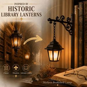<b>Mini</b> Bookshelf Street Lamp Ghost Reading <b>Lantern</b> Warm White LED Bracket Clip Dark Color Academic Style Battery Retro Decoration - Product Image 2
