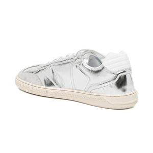Sneakers Casual Retrò da Uomo in Camoscio Metallizzato Argento con Suola Bianca Piatta e Lacci, Scarpe da Passeggio alla Moda Zapatillas OEM - Product Image 3
