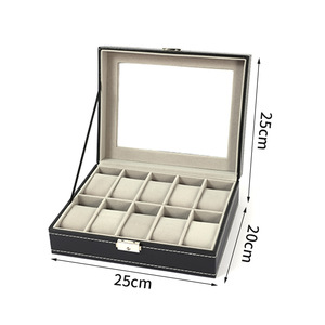 Bằng gỗ <span class=keywords><strong>Stackable</strong></span> Đồng hồ lưu trữ Organizer với Glass hiển thị Top 12 khe cắm hiển thị hộp đồng hồ - Product Image 6