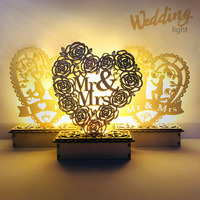 Veilleuse LED en bois pour mariage, décoration de fête de mariage