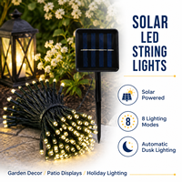 Guirlandes lumineuses solaires à LED avec 8 modes et éclairage automatique au crépuscule pour la décoration de jardin, de patio et de fêtes