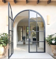 Buen precio puerta de cristal de hierro puertas de doble entrada arqueadas