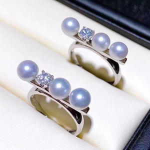 Support de bague en argent S925, accessoires de perles DIY, édition mode, bague avec perles de 5-6 mm, bijoux en argent 10077 - Product Image 1