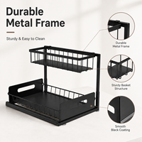 Étagère de rangement de cuisine en métal pour dropshipping transfrontalier, panier coulissant double couche pour évier, organisateur sans perçage pour le rangement des épices