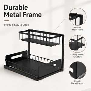 Cross-Border Dropshipping Metal Kitchen <strong>Storage</strong> Rack Double-Layer Sink Pull-Out Basket No-Drill Organizer for <strong>Spice</strong> <strong>Storage</strong> - Product Image 4