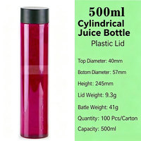 Bouteille de thé infusé à froid cylindrique jetable en PET transparente pour thé au lait, jus et boissons – Gobelet à emporter pour laitierie