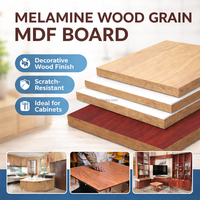 Panneau en MDF mélaminé 8 mm-21 mm E1 résistant à l'humidité, grain de bois brillant pour meubles