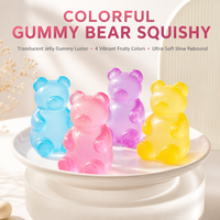 Jouet Squishy Ours Transparent Effet Gelée Coloré Anti-stress Cadeau pour Enfants et Adultes à Presser Nouveauté Fourniture de Détail