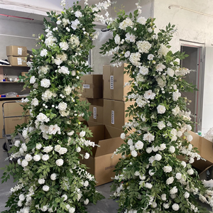 KE-HOA002 Arco de Flores Artificiales al por Mayor para Decoración de Bodas, Arco de Flores en Forma de Cuerno, Fondo para Arco de Boda - Product Image 1