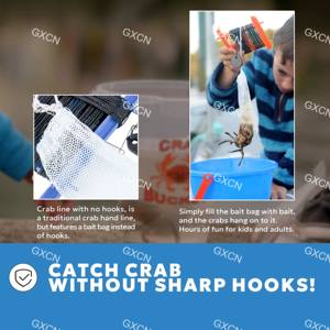 2-Pack Safe Children's Crab Catching Hand Line Bright & <span class=keywords><strong>Fun</strong></span> No Sharp Hooks Vibrant Blue Red pour la pêche en lac - Product Image 6