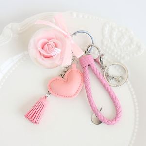 High Quality <b>Leather</b> Immortal Flower <b>Keychain</b> Creative DIY Rose <b>Keychain</b> Suitable for Girlfriend Mother Holiday Gift - Product Image 4