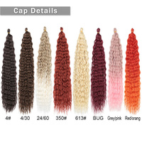 22 pouces ariel curl cheveux synthétique vague d'eau profonde cheveux bouclés tressage extensions au crochet torsion cheveux pour les femmes