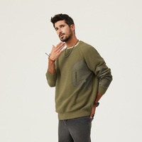 Pull en coton mélangé style patchwork rétro américain, nouvelle collection automne-hiver, col rond, coupe ajustée, respirant, anti-humidité, pour homme robuste