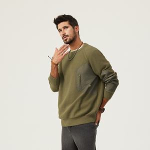 Pull en coton mélangé style patchwork rétro américain, nouvelle collection automne-hiver, col rond, coupe ajustée, respirant, anti-humidité, pour homme robuste - Product Image 5