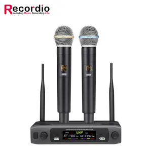 GAW-KU08 sistema microfono Wireless portatile a doppio canale UHF professionale per feste di matrimonio discorso chiesa palco Karaoke DJ