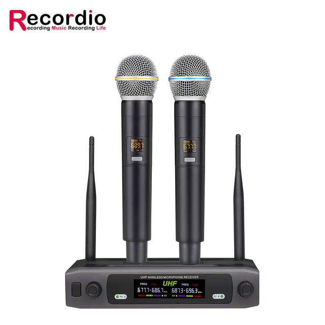 GAW-KU08 Professional 2.4G Dual Channel Handheld Wireless Microphone System for Party Wedding Speech Church Stage Karaoke DJ